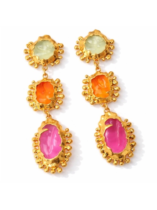 Jewelry - New! Multi Color Colorful Gold Drop Statement Earrings (3032) NWOT